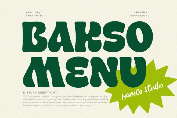 Bakso Menu: The Retro Bold Display Font for Handmade Creators