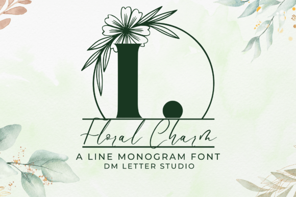 Floral Charm Line Monogram: Elegant Display for Modern Design