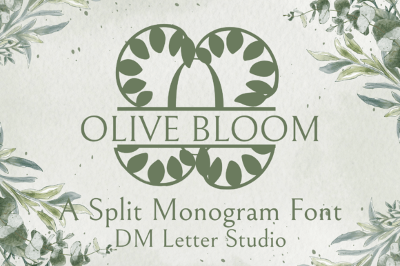 Olive Bloom Split Monogram: Elegant Serif Font for Makers